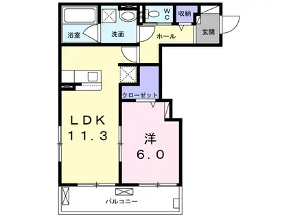 PURETE大岡山(1LDK/2階)の間取り写真