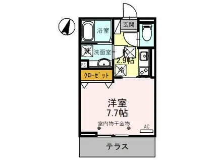 ドムスクラルス大宮桜木町(1K/1階)の間取り写真