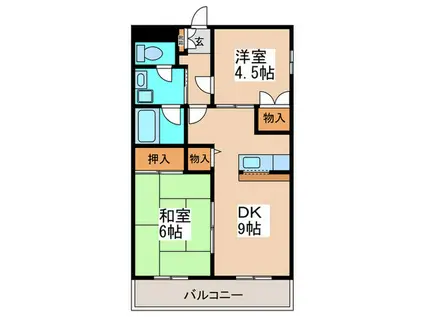 リヴロイヤル(2DK/2階)の間取り写真
