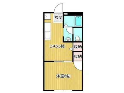 ラポール弐番館(1DK/1階)の間取り写真