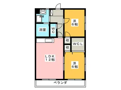 ブライトリー半田山(2LDK/1階)の間取り写真