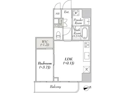 ルミーク浅草(1LDK/9階)の間取り写真