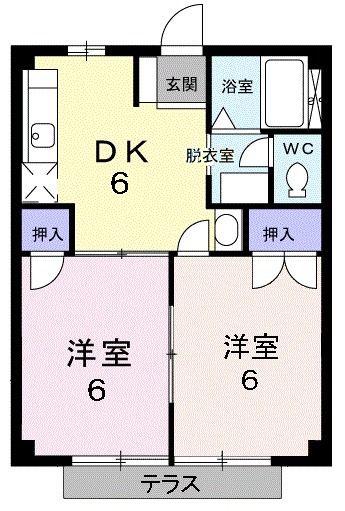コーポさくら(2DK/1階)の間取り写真
