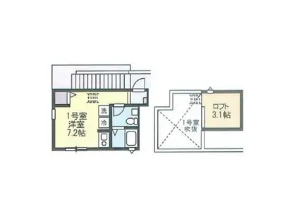 シュシュ金沢八景(ワンルーム/2階)の間取り写真