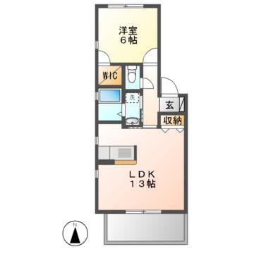 メゾン下方(1LDK/2階)の間取り写真