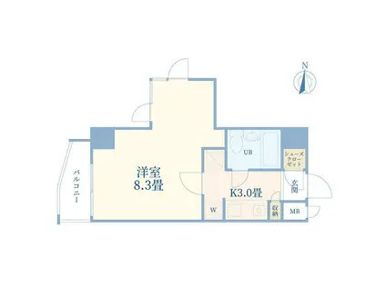 三軒茶屋リリエンハイム(1K/4階)の間取り写真