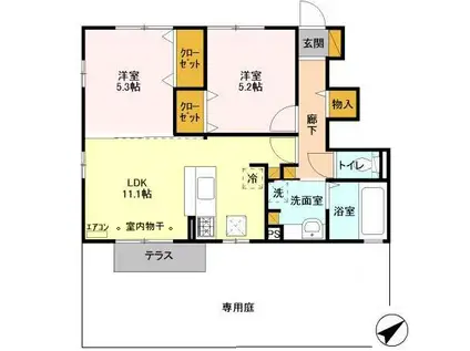 フォリウム-N(2LDK/1階)の間取り写真