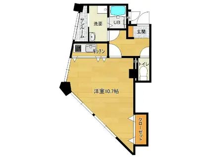 プランドール山の田(ワンルーム/4階)の間取り写真