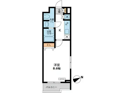 パシフィックコート目黒南(1K/2階)の間取り写真