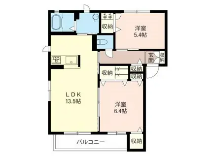 シルフィII(2LDK/2階)の間取り写真