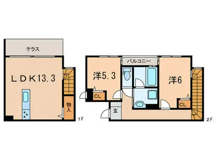 ビー・エターナル(2LDK/1階)の間取り写真