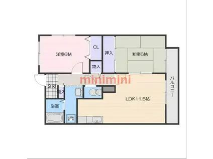 レジデンス中島(2LDK/4階)の間取り写真