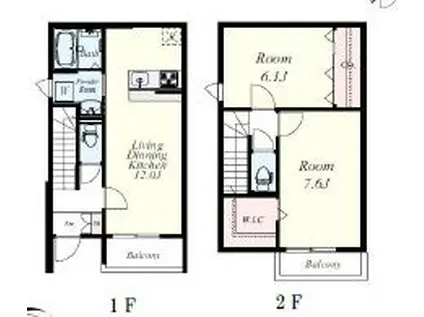 エスペランス信 A棟(2LDK/1階)の間取り写真