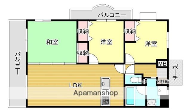 エミネント西新(3LDK/4階)の間取り写真