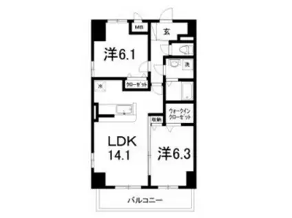 フローラはりまや町(2LDK/2階)の間取り写真