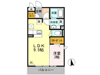 グランエスポワール(1LDK/1階)の間取り写真