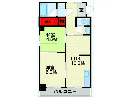 マイニチビル(2LDK/3階)の間取り写真