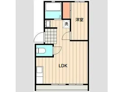 パレス明豊B(1LDK/2階)の間取り写真
