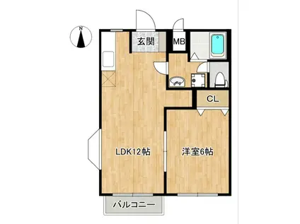 第2燕嶺ハイツ(1LDK/2階)の間取り写真