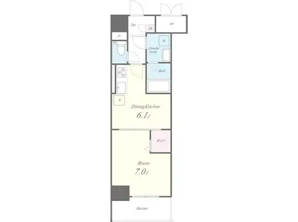 スプリームヒルズ鶴舞(1DK/6階)の間取り写真