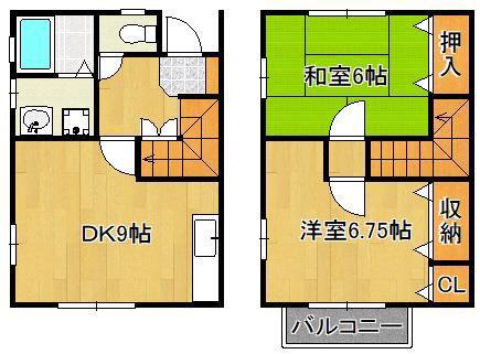 PEACEFUL四季彩 A棟(2DK/1階)の間取り写真