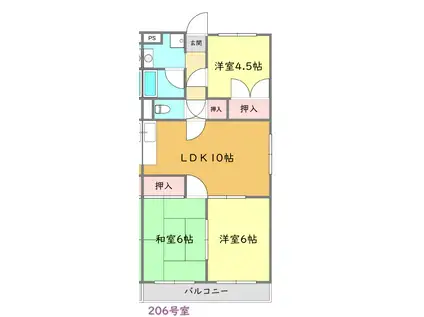弊社管理物件短期事務所店舗ドゥエル川越(3LDK/2階)の間取り写真
