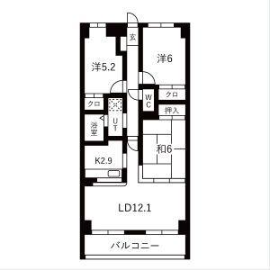 日本泉ビル(3LDK/10階)の間取り写真