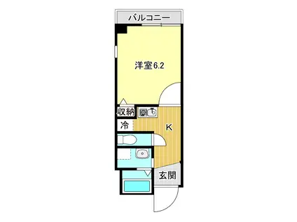 クリアフェリオ住吉(1K/2階)の間取り写真
