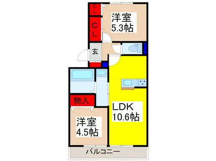 メゾン・ド・ファミーユ(2LDK/2階)の間取り写真