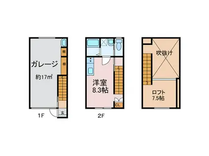 GARAGE HOUSE T-ONE(ワンルーム/1階)の間取り写真