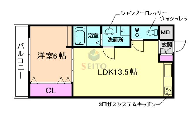 長尾第1ビル(1LDK/4階)の間取り写真