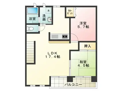 エンフィールド山田I(2LDK/2階)の間取り写真