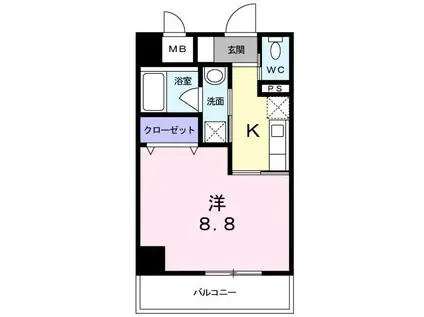 グランフェリオ(1K/4階)の間取り写真