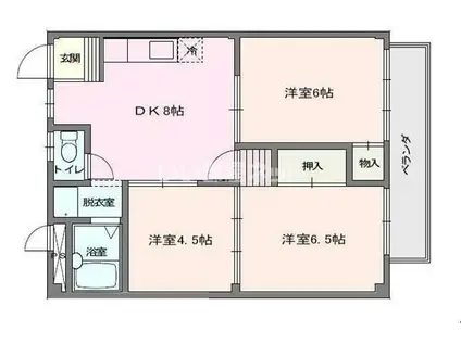 スカイハイツ(3DK/2階)の間取り写真