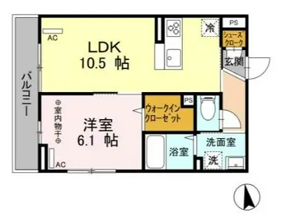 ラ・パージュ桜(1LDK/3階)の間取り写真