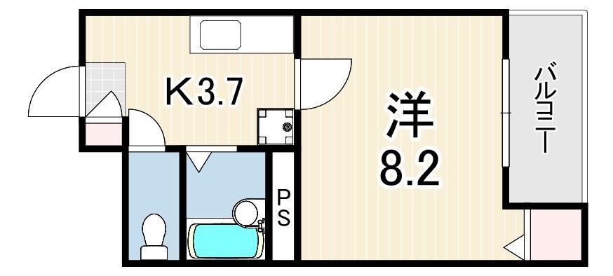 コンフォート宮本町(1K/3階)の間取り写真