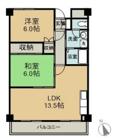 プロムナード庚午(2LDK/2階)の間取り写真