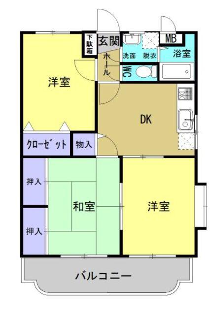 サンフィールド高鍋(3DK/1階)の間取り写真