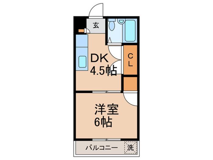 アメニティ千川(1DK/2階)の間取り写真