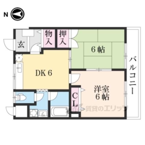 十一屋DOA(2DK/3階)の間取り写真