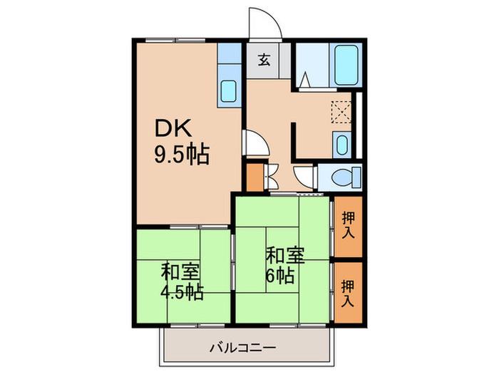アミ春日原(2DK/2階)の間取り写真