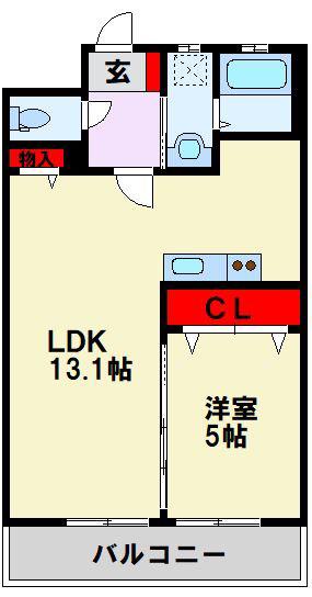 THE SQUARE・KOBAI PREMIUM(1LDK/4階)の間取り写真