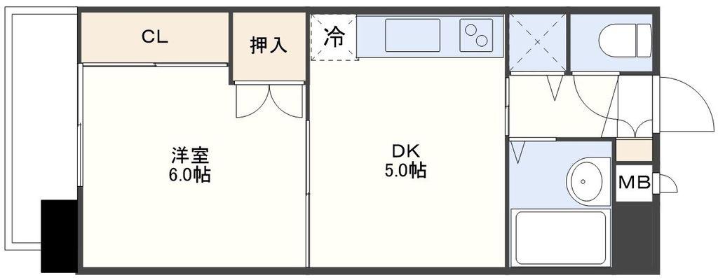 アベニュー明日香(1DK/9階)の間取り写真