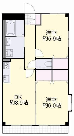 オパール大元(2LDK/3階)の間取り写真