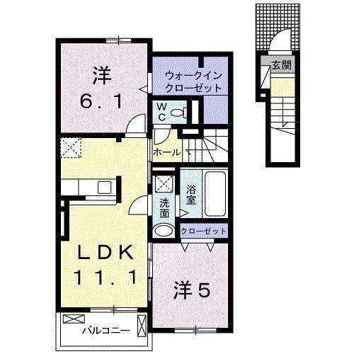 エスポワール A(2LDK/2階)の間取り写真