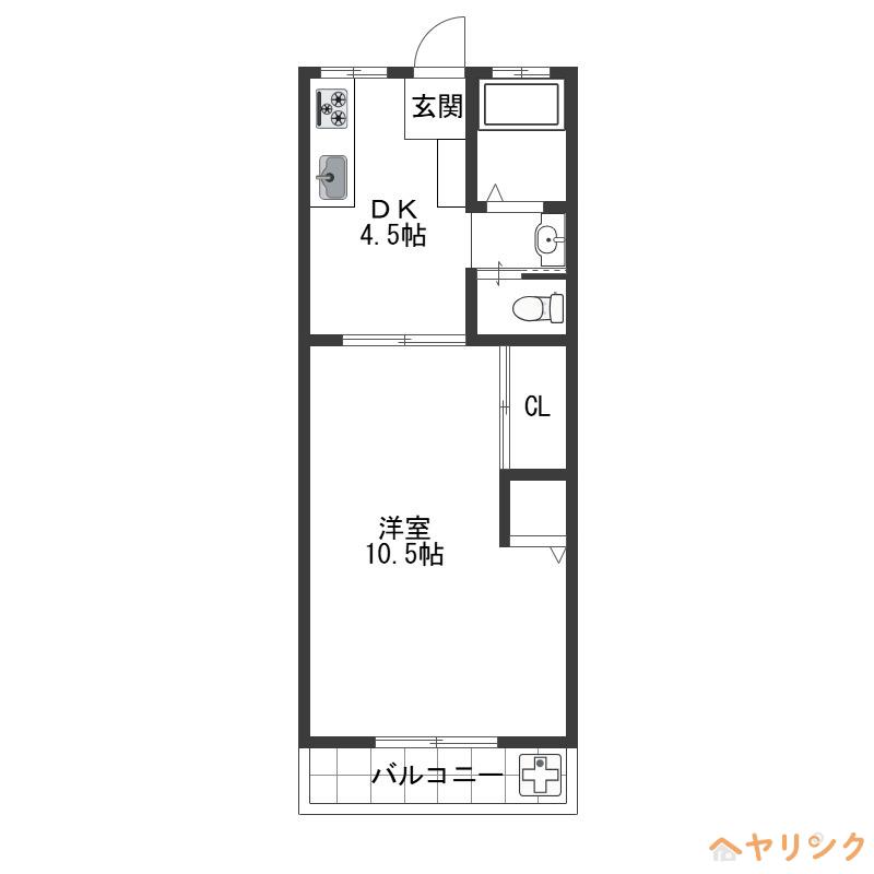 コーポ光(1DK/3階)の間取り写真