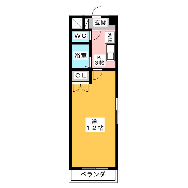 ARTRAマンション C棟(1K/2階)の間取り写真