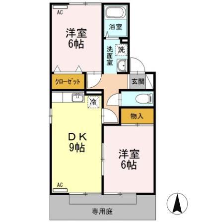 エクレールA(2DK/1階)の間取り写真
