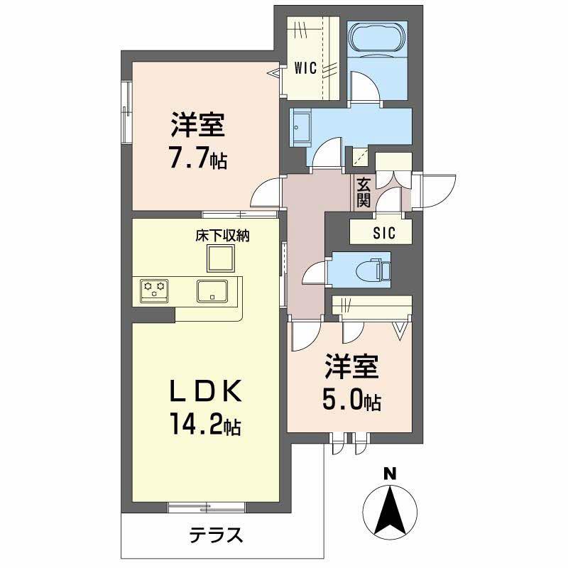 シャーメゾン レーヴ(2LDK/2階)の間取り写真