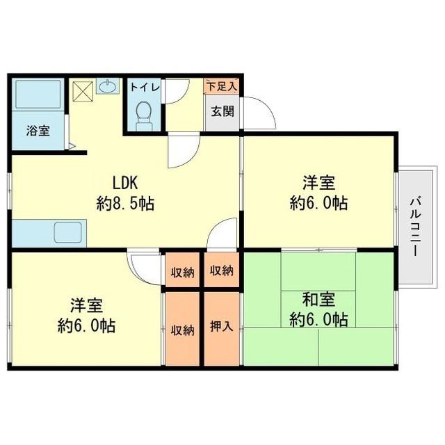 フローライン昇町(3LDK/2階)の間取り写真